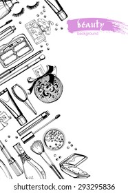 ?osmetics  pattern with  make up artist objects. Vector illustration.