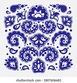 PATTERN MAKER Tatar Oriental Doodle Retro Ornament Elements Vector Illustration Set For Print