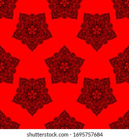 Pattern with mandala decoration. For fabric, textile, bandana, carpet print