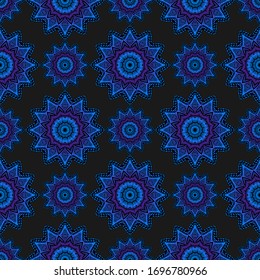 Pattern with mandala decoration. For fabric, textile, bandana, carpet print