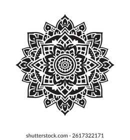 Pattern mandala design. Easy Mandala Black and White.