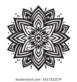 Pattern mandala design. Easy Mandala Black and White.