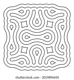 Pattern or mandala in Egyptian, Aztec, oriental or other ethnic style. Black and white geometric linear illustrations. Decorative abstract seamless vector background. Line art pattern design.