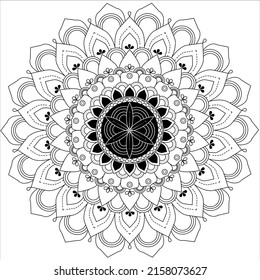 Patrón en la mandala y Henna, Mehndi, tatuajes, adornos decorativos de estilo étnico oriental, páginas de libros de color.
