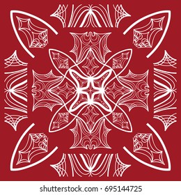 pattern from Mandala for the Print Textile Product. Vector illustration. Decorative curb treatment. Red color