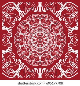 pattern from Mandala for the Print Textile Product. Vector illustration. Decorative curb treatment. Red color