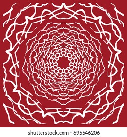 pattern from Mandala for the Print Textile Product. Vector illustration. Decorative curb treatment. Red color