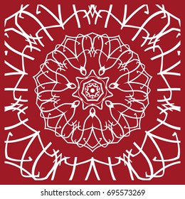 pattern from Mandala for the Print Textile Product. Vector illustration. Decorative curb treatment. Red color