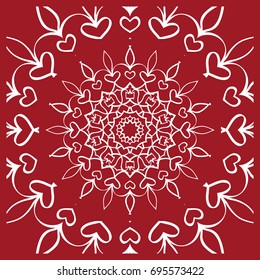 pattern from Mandala for the Print Textile Product. Vector illustration. Decorative curb treatment. Red color