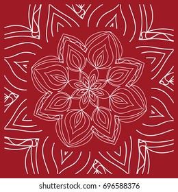 pattern from Mandala for the Print Textile Product. Vector illustration. Decorative curb treatment. Red color