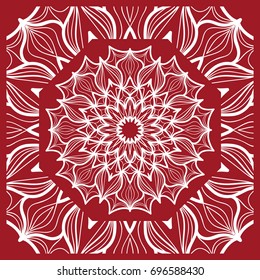 pattern from Mandala for the Print Textile Product. Vector illustration. Decorative curb treatment. Red color