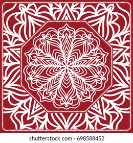 pattern from Mandala for the Print Textile Product. Vector illustration. Decorative curb treatment. Red color