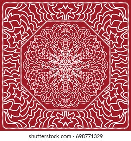 pattern from Mandala for the Print Textile Product. Vector illustration. Decorative curb treatment. Red color