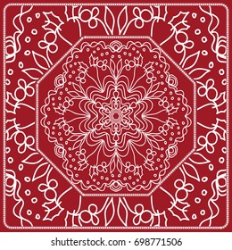 pattern from Mandala for the Print Textile Product. Vector illustration. Decorative curb treatment. Red color