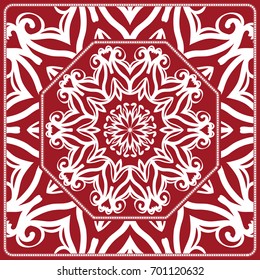 pattern from Mandala for the Print Textile Product. Vector illustration. Decorative curb treatment. Red color