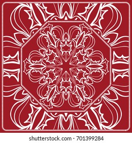 pattern from Mandala for the Print Textile Product. Vector illustration. Decorative curb treatment. Red color