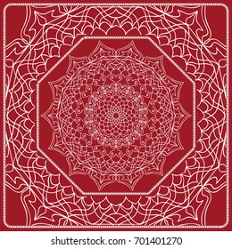 pattern from Mandala for the Print Textile Product. Vector illustration. Decorative curb treatment. Red color