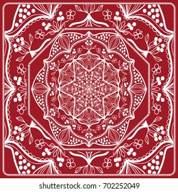 pattern from Mandala for the Print Textile Product. Vector illustration. Decorative curb treatment. Red color