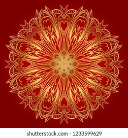 Pattern of mandala purple. Vector illustration. Modern Decorative floral color mandala. Decorative Cicle ornament. Floral design