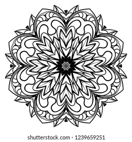Pattern of mandala purple. Vector illustration. Modern Decorative floral color mandala. Decorative Cicle ornament. Floral design