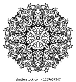 Pattern of mandala purple. Vector illustration. Modern Decorative floral color mandala. Decorative Cicle ornament. Floral design