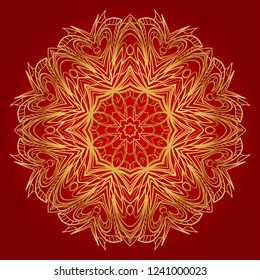 Pattern of mandala purple. Vector illustration. Modern Decorative floral color mandala. Decorative Cicle ornament. Floral design