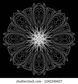 Pattern of mandala purple. Vector illustration. Modern Decorative floral color mandala. Decorative Cicle ornament. Floral design