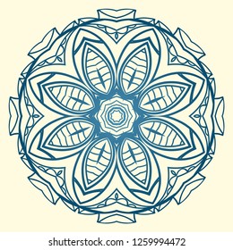 Pattern of mandala purple. Vector illustration. Modern Decorative floral color mandala. Decorative Cicle ornament. Floral design