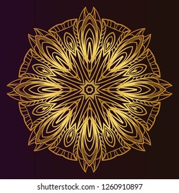 Pattern of mandala purple. Vector illustration. Modern Decorative floral color mandala. Decorative Cicle ornament. Floral design