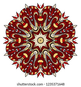 Pattern of mandala. Vector illustration. Modern Decorative floral color mandala. Decorative Cicle ornament. Floral design