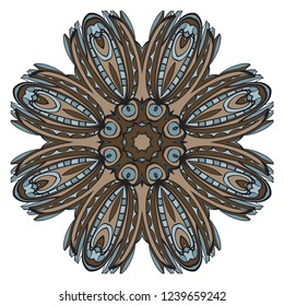 Pattern of mandala. Vector illustration. Modern Decorative floral color mandala. Decorative Cicle ornament. Floral design