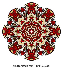 Pattern of mandala. Vector illustration. Modern Decorative floral color mandala. Decorative Cicle ornament. Floral design