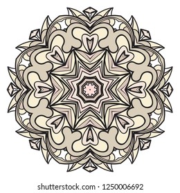 Pattern of mandala. Vector illustration. Modern Decorative floral color mandala. Decorative Cicle ornament. Floral design