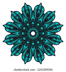 Pattern of mandala. Vector illustration. Modern Decorative floral color mandala. Decorative Cicle ornament. Floral design.