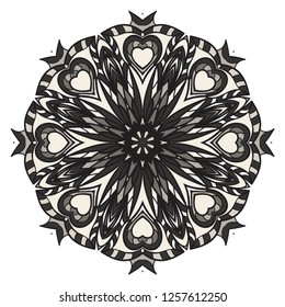 Pattern of mandala. Vector illustration. Modern Decorative floral color mandala. Decorative Cicle ornament. Floral design.