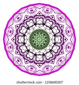 Pattern of mandala. Vector illustration. Modern Decorative floral color mandala. Decorative Cicle ornament. Floral design.