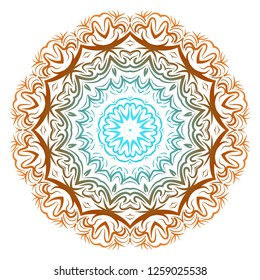 Pattern of mandala. Vector illustration. Modern Decorative floral color mandala. Decorative Cicle ornament. Floral design.