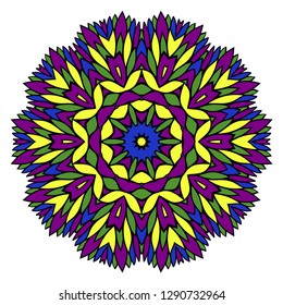 Pattern of mandala. Vector illustration. Modern Decorative floral color mandala. Decorative Cicle ornament. Floral design. Anti-stress therapy pattern