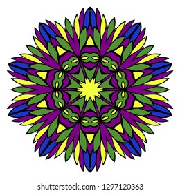 Pattern of mandala. Vector illustration. Modern Decorative floral color mandala. Decorative Cicle ornament. Floral design. Anti-stress therapy pattern