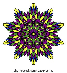 Pattern of mandala. Vector illustration. Modern Decorative floral color mandala. Decorative Cicle ornament. Floral design. Anti-stress therapy pattern