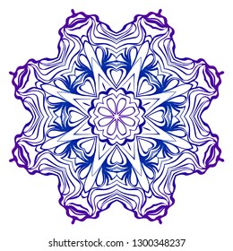 Pattern of mandala. Vector illustration. Modern Decorative floral color mandala. Decorative Cicle ornament. Floral design. Anti-stress therapy pattern