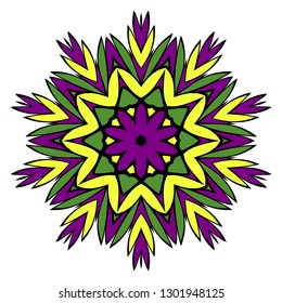 Pattern of mandala. Vector illustration. Modern Decorative floral color mandala. Decorative Cicle ornament. Floral design. Anti-stress therapy pattern