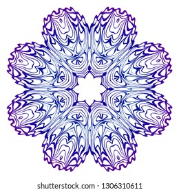 Pattern of mandala. Vector illustration. Modern Decorative floral color mandala. Decorative Cicle ornament. Floral design. Anti-stress therapy pattern