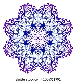 Pattern of mandala. Vector illustration. Modern Decorative floral color mandala. Decorative Cicle ornament. Floral design. Anti-stress therapy pattern
