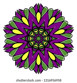 Pattern of mandala. Vector illustration. Modern Decorative floral color mandala. Decorative Cicle ornament. Floral design. Anti-stress therapy pattern