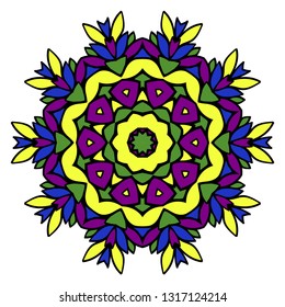 Pattern of mandala. Vector illustration. Modern Decorative floral color mandala. Decorative Cicle ornament. Floral design. Anti-stress therapy pattern