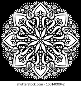 Pattern mandala white stencil doodles sketch good mood