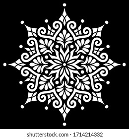Dibujo de doodles de esténcil blanco de mandala de patrón buen humor