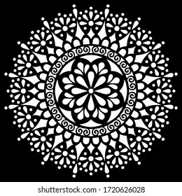 Pattern mandala white stencil doodles sketch good mood