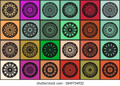 Patrón con mandalas. Elementos decorativos. Patrón oriental, ilustración vectorial.